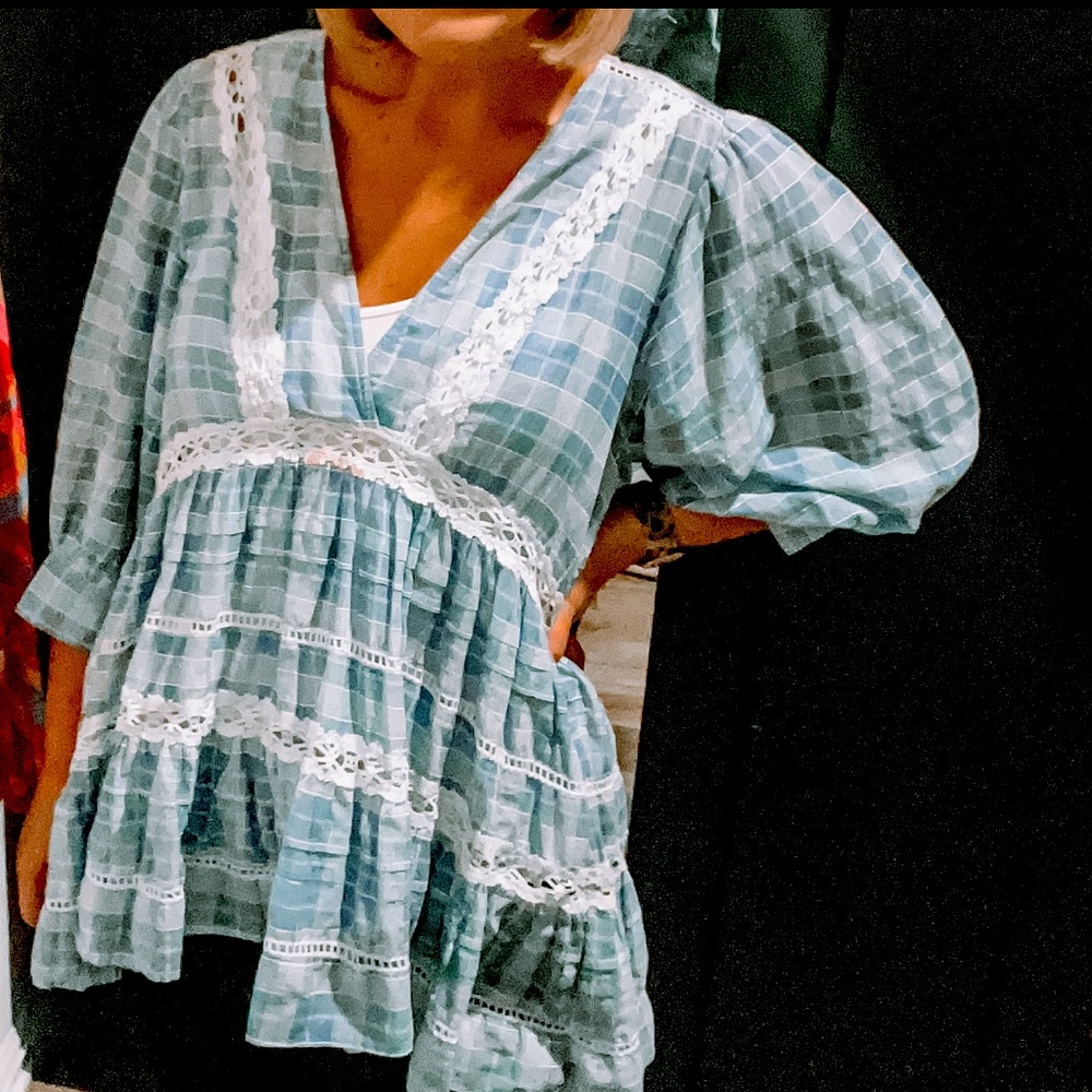 Free People Blue Blouse